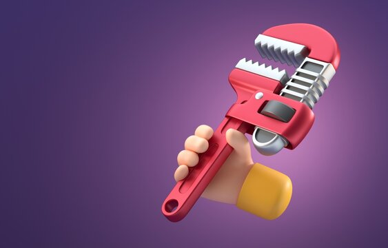 Isolated Stilson Wrench. 3D Illustration