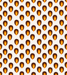 Simple Geometric Vector Pattern with Orange, Brown and Yellow Elements on a Beige Background. Peacock Spots Abstract Endless Print.  RGB Colors. Funny Hippie Style Retro Print ideal for Fabric.