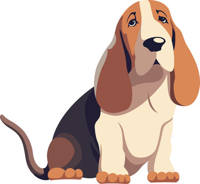Cute Basset Hound dog puppy cartoon