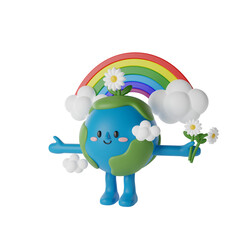 Cute Earth Planet 3d Illustration