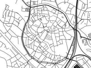 Vector road map of the city of  Mechelen Centrum in Belgium on a white background.