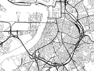 Vector road map of the city of  Antwerpen in Belgium on a white background.