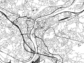 Vector road map of the city of  Liege in Belgium on a white background.