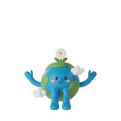 Cute Earth Planet 3d Illustration