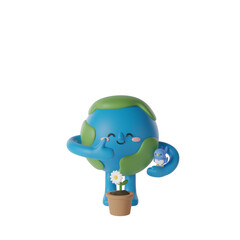Cute Earth Planet 3d Illustration