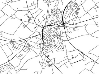 Vector road map of the city of  Tongeren in Belgium on a white background.