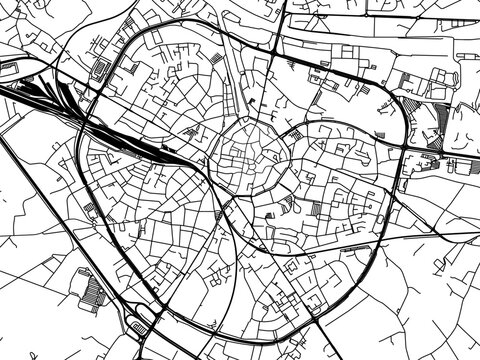 Vector road map of the city of  Hasselt in Belgium on a white background.