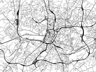 Vector road map of the city of  Charleroi in Belgium on a white background.