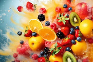 hookah orange juice grape fruit smoke raw ice background food apple. Generative AI.