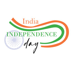 Text INDIA INDEPENDENCE DAY and ribbon on white background