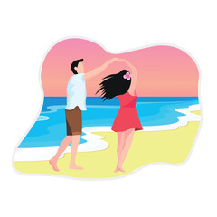 Couple dancing on beach at sea resort