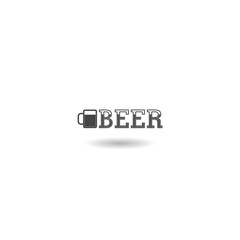 Beer icon with shadow isolated on white background