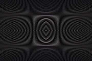 Black design for website, poster, brand identity, presentation template. Grey line curve design on abstract black background. Dark horizontal template or banner, business backdrop. 3D illustration