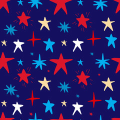 A seamless Christmas pattern with stars. Starry Sky Background