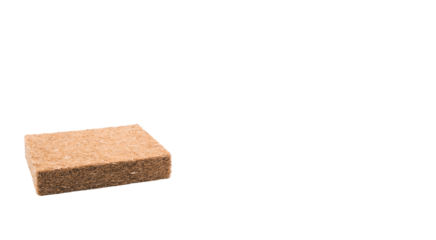immagine primo piano di blocchi in fibre di legno per isolamento termico coibentazione di pareti e superfici di edifici, sfondo trasparente, vista dall'alto