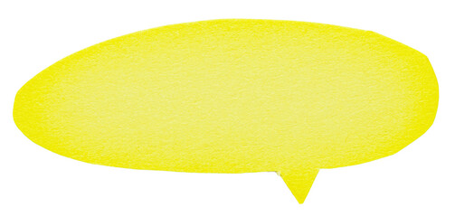 Yellow blank cut out paper cardboard speech bubble of elliptical round shape with copy space for...