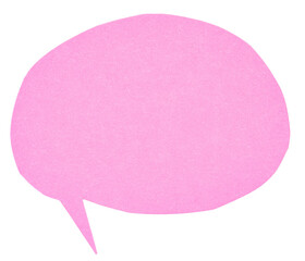 Pink blank cut out paper cardboard speech bubble of elliptical round shape with copy space for text...
