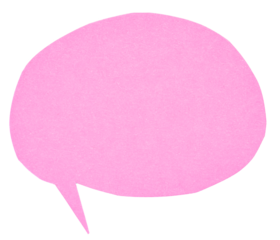 Pink blank cut out paper cardboard speech bubble of elliptical round shape with copy space for text on transparent or white background
