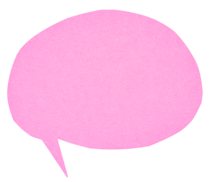Pink blank cut out paper cardboard speech bubble of elliptical round shape with copy space for text on transparent or white background
