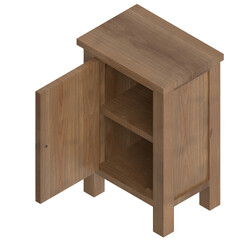 3D rendering illustration of a small 1 door cabinet