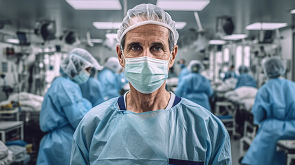 Fototapeta na wymiar Portrait confident male surgeon in hospital operating room