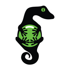 gecko holding green ball logo design