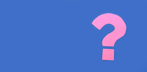 Question mark on blue background with space for text