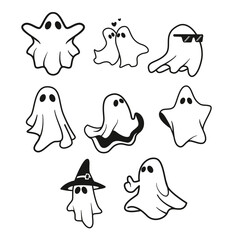 Spooky ghost icon halloween cartoon character doodle illustration