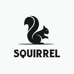 squirrel black and white vintage logo design template