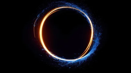 Abwaschbare Fototapete Fraktale Wellen Background with glowing circles. Blue energy circle. generative ai