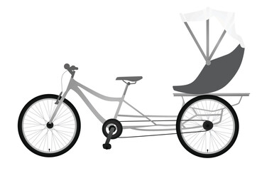 White rikshaw bicycle. vector illustration - obrazy, fototapety, plakaty