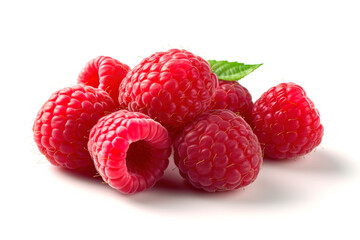 Raspberries on a white studio background generative ai