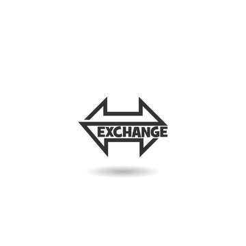 Currency exchange and exchange arrow icon with shadow