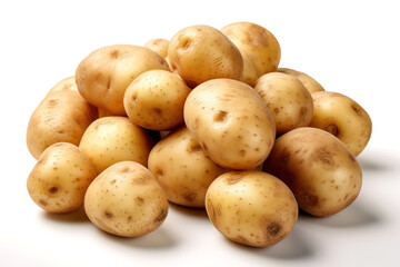 potatoes on a white studio background generative ai