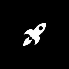 Fototapeta premium Rocket hand drawn icon isolated on black background 