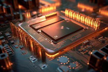 Fototapeta na wymiar Closeup of CPU on circuit board