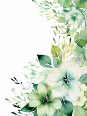 water color white flowers on white background with copy space, ai generated