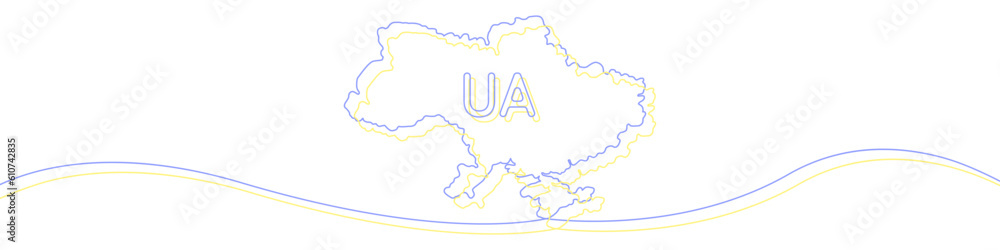 Poster map of ukraine line continuous drawing vector. one line map of ukraine vector background. map of ukr