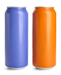 Cans of soda isolated on white background