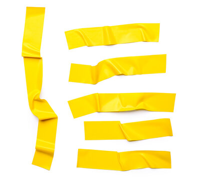 Crumpled adhesive tapes on white background