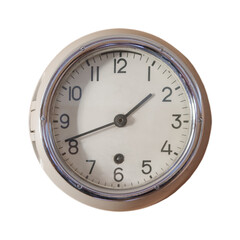 Fototapeta na wymiar vintage worn wall clock with scratches showing one hour forty two minutes
