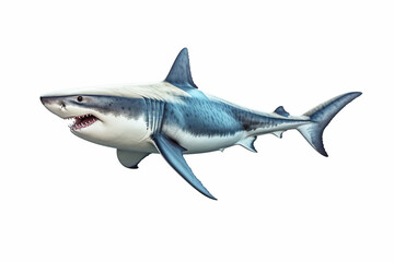 Naklejka premium Great white shark isolated on white background. Created with Generative AI.