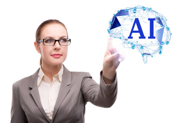 Artificial intelligent concept with businesswoman