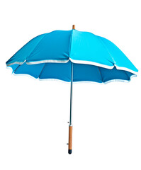 Obraz premium Open beach blue umbrella on a cutout PNG transparent background. Generative AI