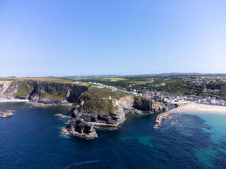 Obraz premium Portreath from the air cornwall england uk aerial drone