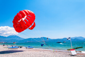 Paragliding on the beach