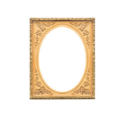 Antique Victorian tintype oval photo holder frame isolated with cut out center.