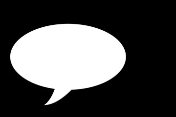 Weiße Sprechblase vor schwarzen Hintergrund