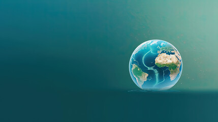 Fototapeta premium Glowing Globe with Wire frame latitude and longitude lines, Blue Global Business, copy space Generative AI