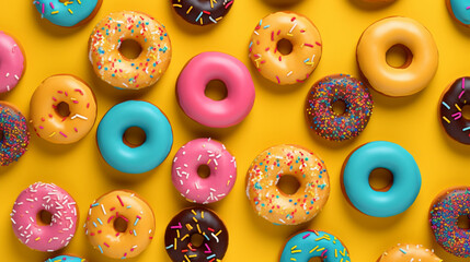 Flat lay of donuts. IA generative.